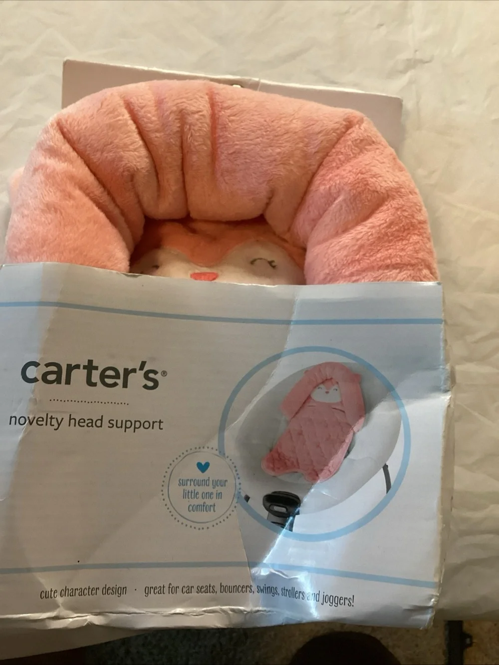 Carter's Pink Plush Novelty Head Support Pillow - Cute Character